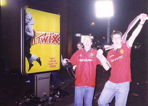 Photos of Tim as an adult - in Manchester for MUFC treble 1999